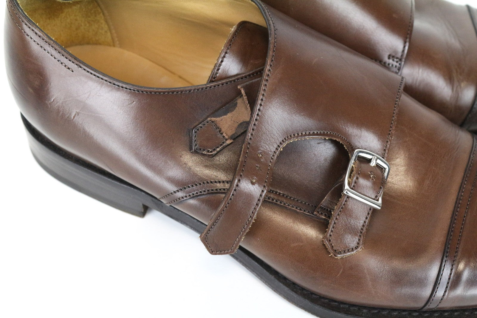 SUITSUPPLY Men Formal Shoes EU42.5 Brown Double-Buckled Genuine Leather