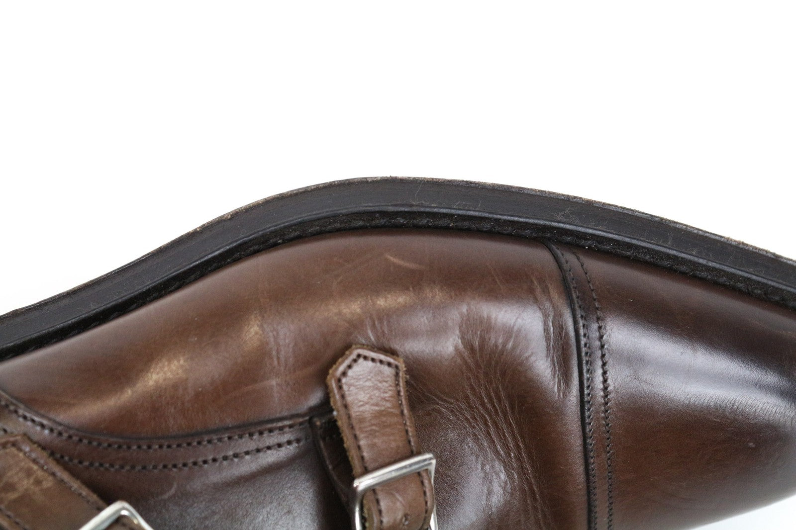 SUITSUPPLY Men Formal Shoes EU42.5 Brown Double-Buckled Genuine Leather
