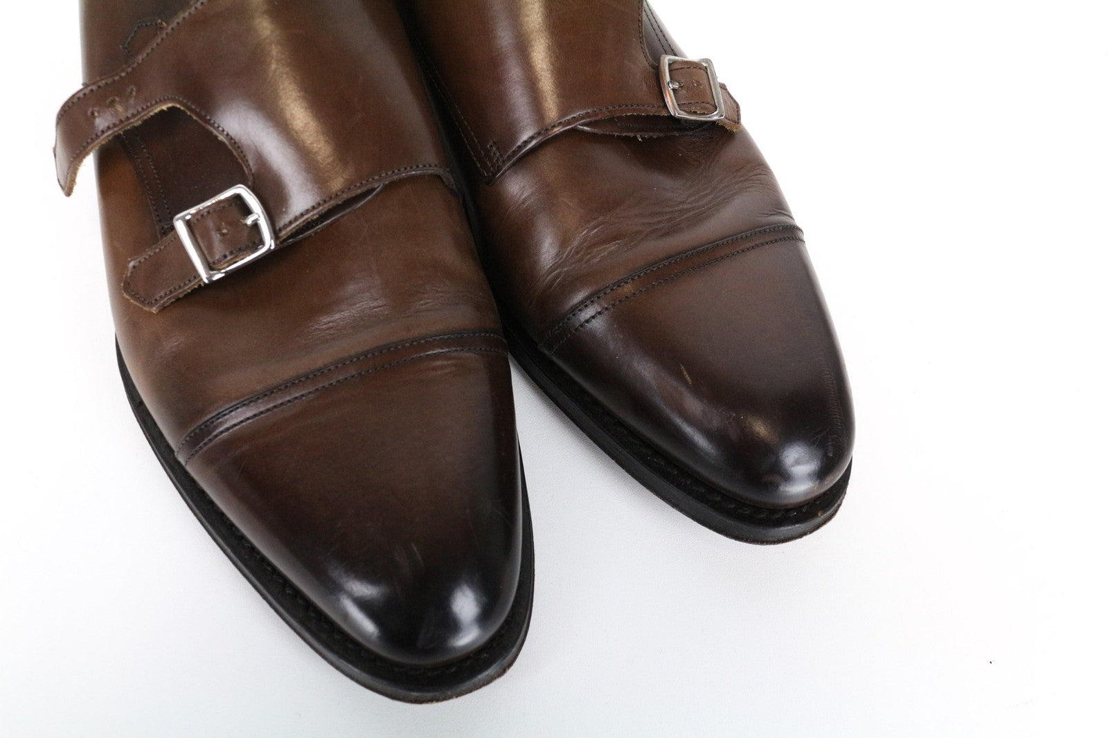 SUITSUPPLY Men Formal Shoes EU42.5 Brown Double-Buckled Genuine Leather