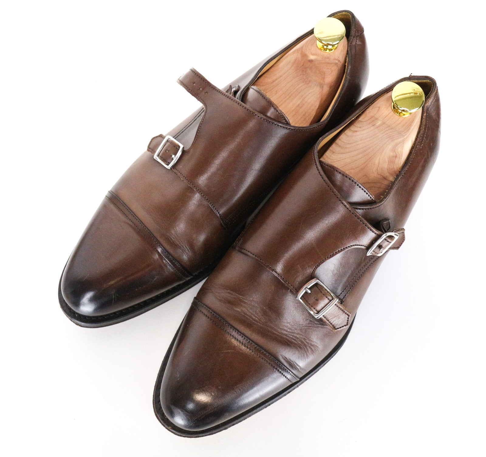 SUITSUPPLY Men Formal Shoes EU42.5 Brown Double-Buckled Genuine Leather