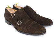 SUITSUPPLY Men Formal Shoes EU44 Brown Double-Buckled Suede Low-Top Classic