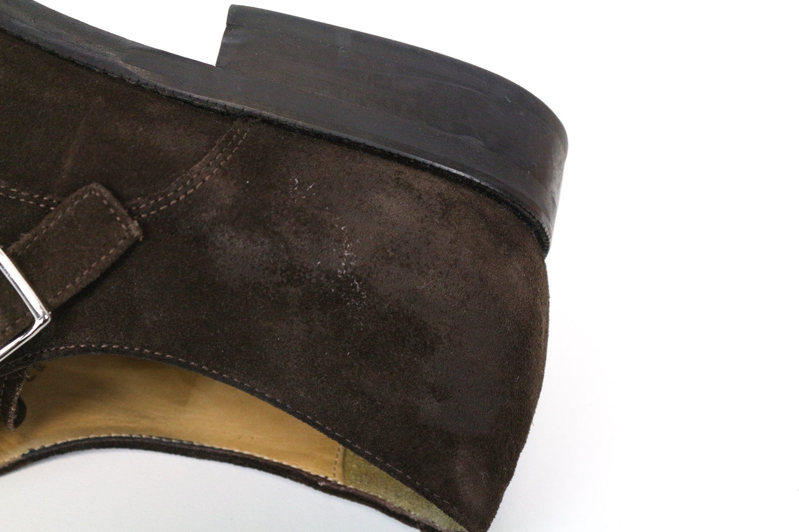 SUITSUPPLY Men Formal Shoes EU44 Brown Double-Buckled Suede Low-Top Classic