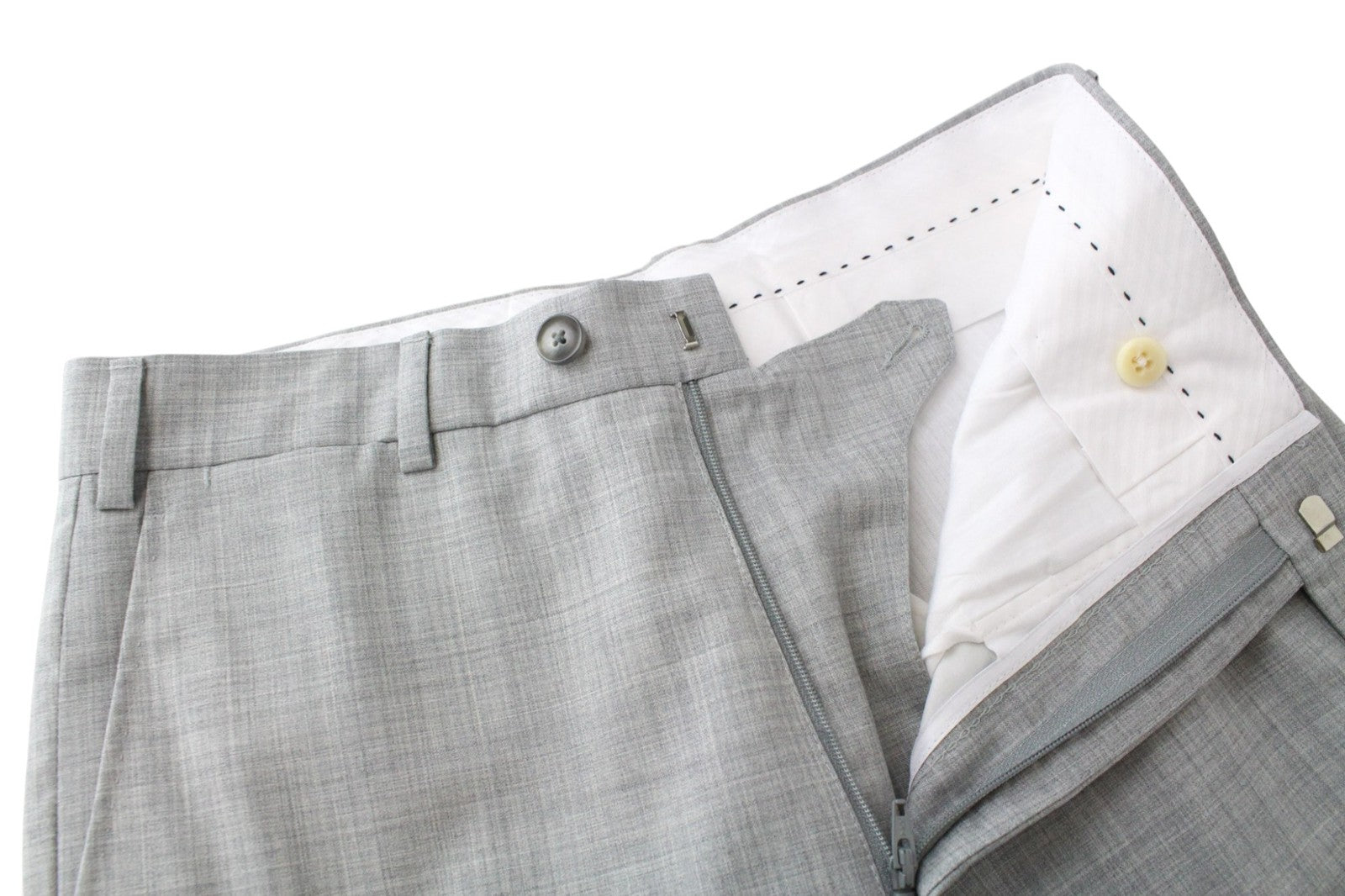 SUITSUPPLY La Spalla Men Suit UK34R Grey Slim 2-Piece Melange Pure Wool S120s