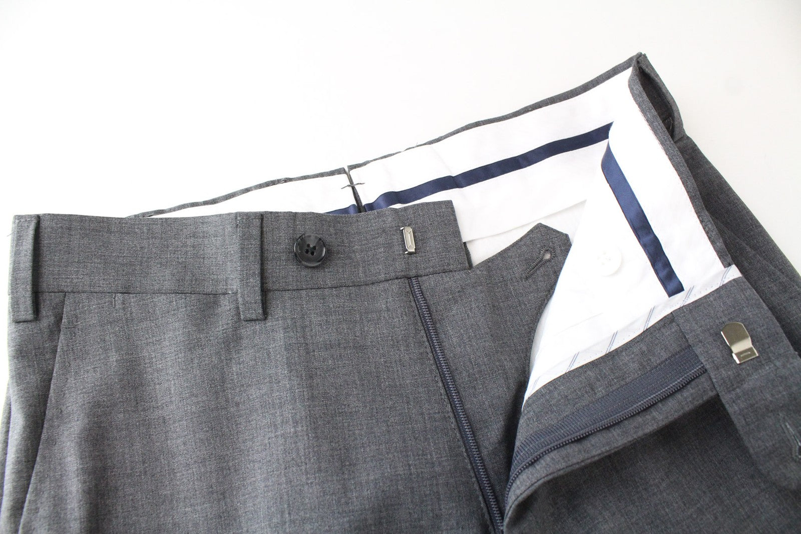 SUITSUPPLY La Spalla Men Suit UK30R Grey Slim 2-Piece Two-Row Melange Wool S120s