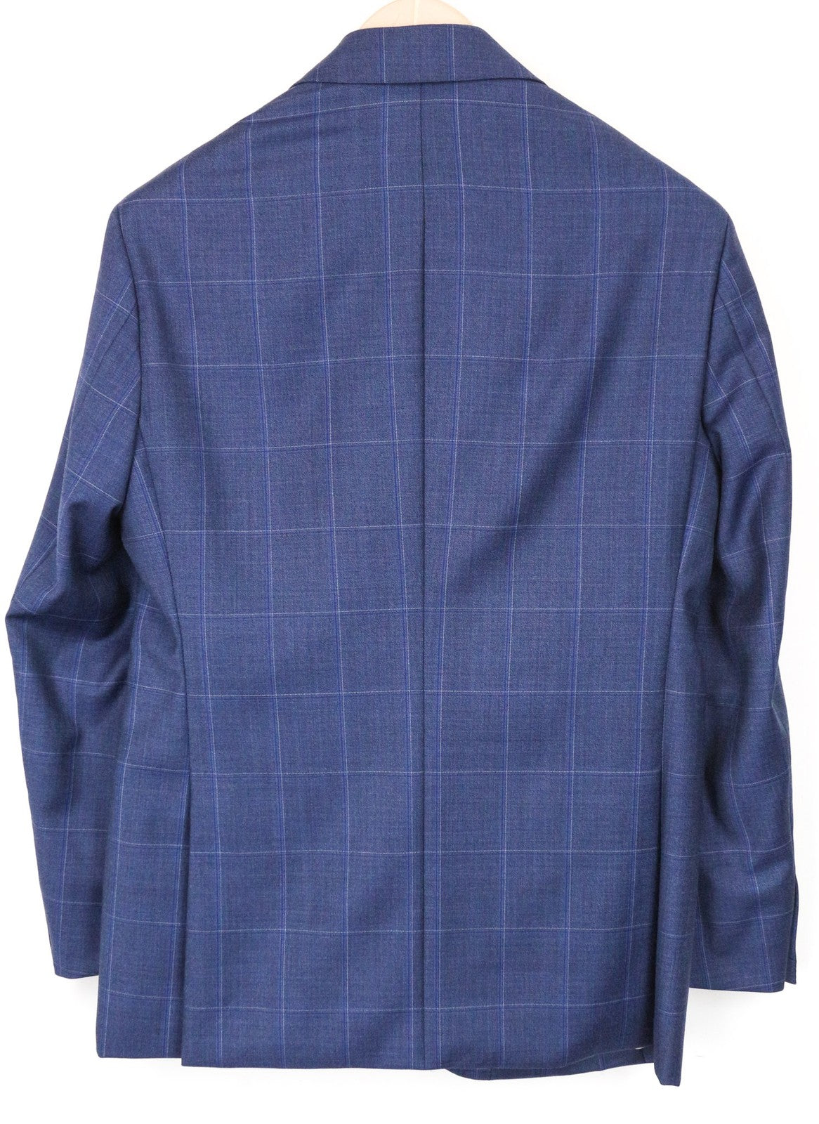 SUITSUPPLY Lazio Men Blazer UK34R Blue Slim Plaid Check Pure Wool Melange Formal
