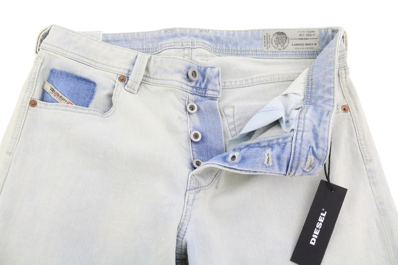DIESEL Larkee-Beex-R 084TK Men's Jeans W32/L32 Blue Tapered Stretch Denim