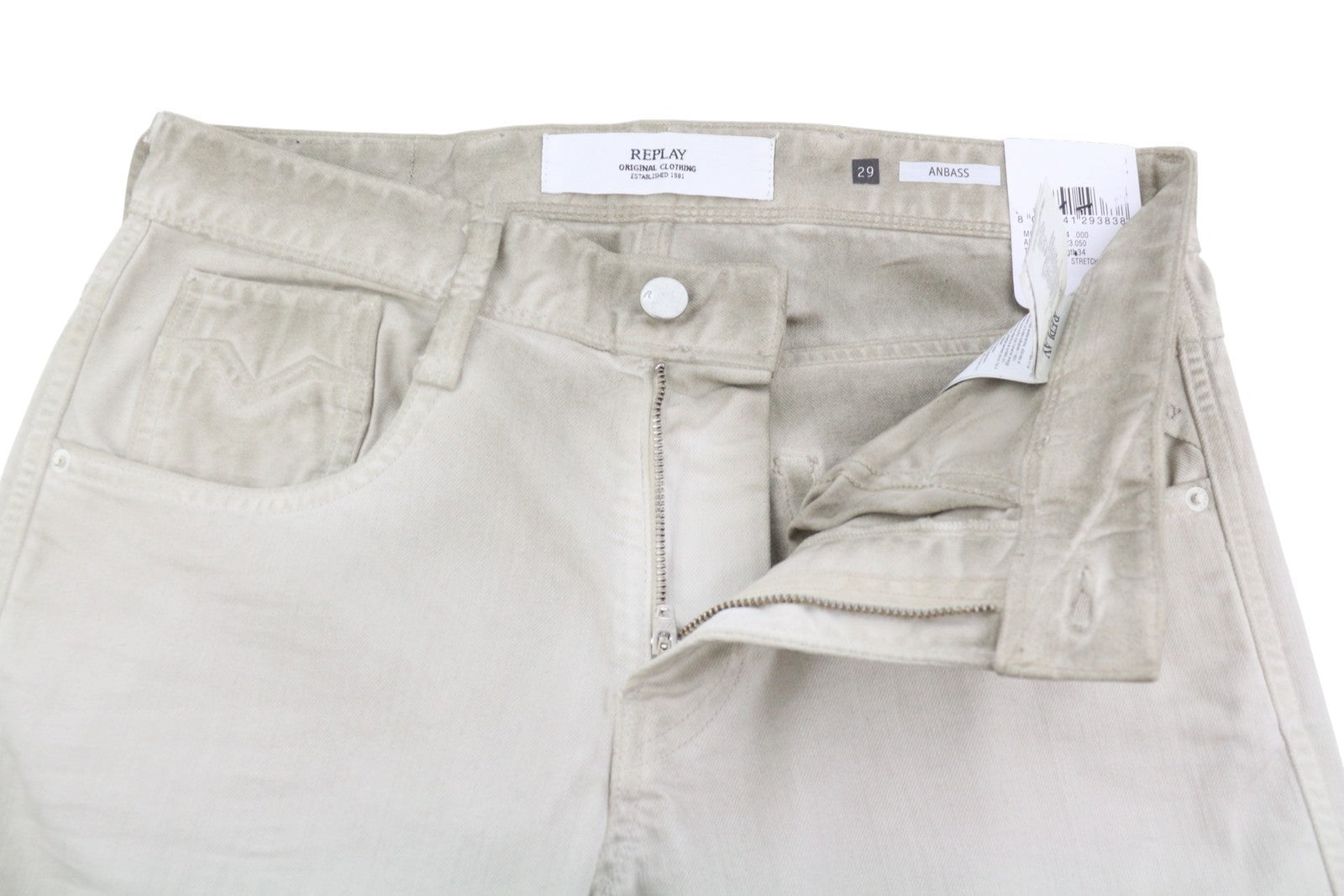 REPLAY Anbass MC914 Men's Jeans W29/L34 Grey Aged Dirty Fade Slim Fit