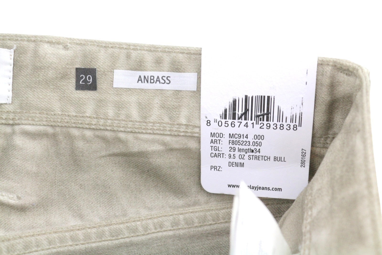 REPLAY Anbass MC914 Men's Jeans W29/L34 Grey Aged Dirty Fade Slim Fit