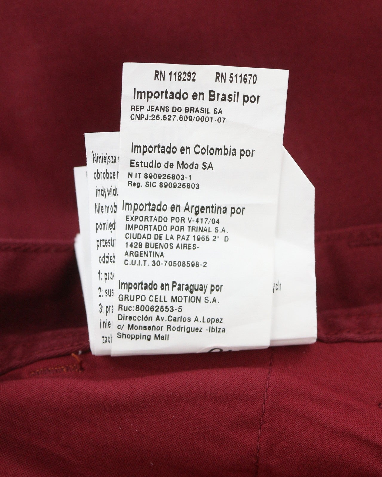 REPLAY Tom M9597 Men's Trousers W34/L32 Dark Red Zip Fly Regular Chino