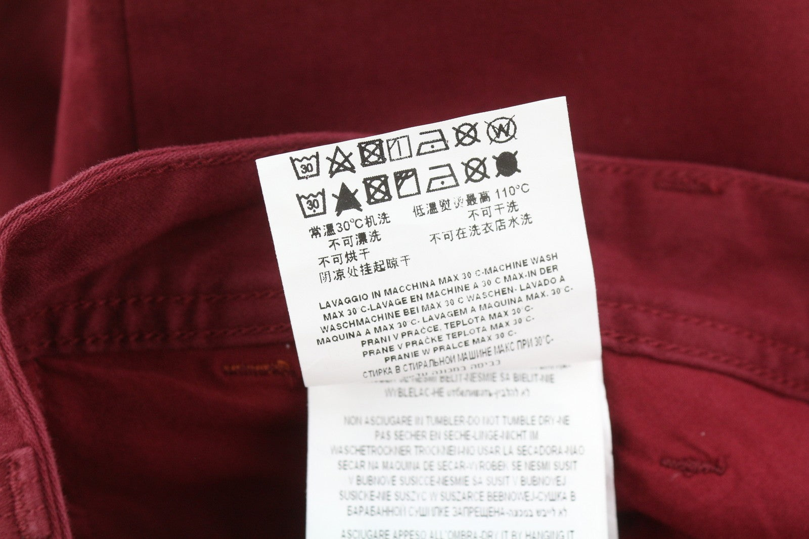 REPLAY Tom M9597 Men's Trousers W34/L32 Dark Red Zip Fly Regular Chino