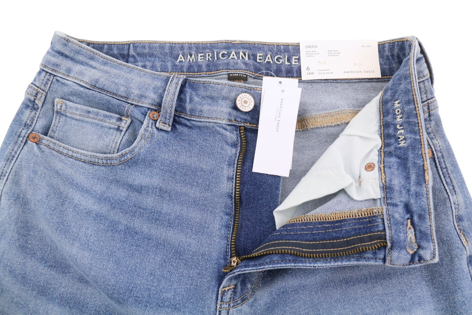AMERICAN EAGLE OUTFITTERS Mom Women's Jeans W28 Blue Cropped Stretch