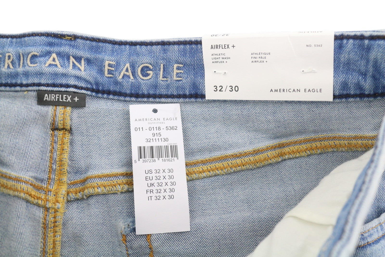 AMERICAN EAGLE OUTFITTERS Airflex+ Men's Jeans W32/L30 Athletic Pale Blue