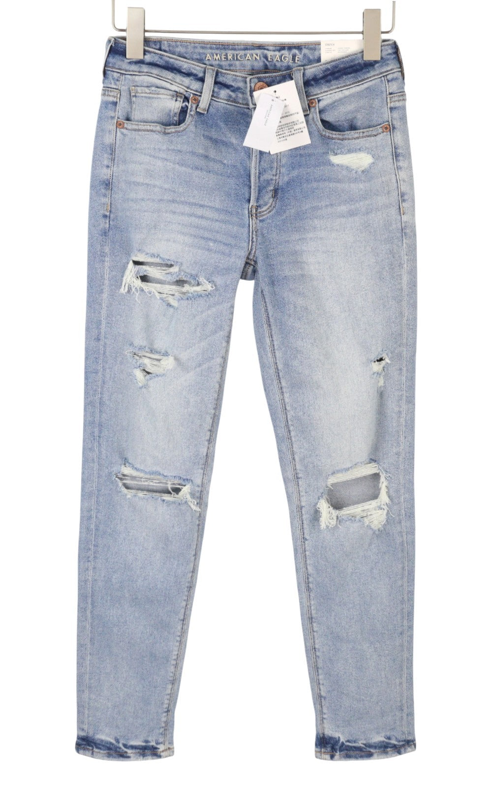 AMERICAN EAGLE OUTFITTERS Tomgirl Women's Jeans W25 Sky Slashed Stretch