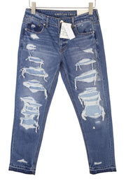 AMERICAN EAGLE OUTFITTERS Tomgirl Women's Jeans W27 Shadow Patch Distress