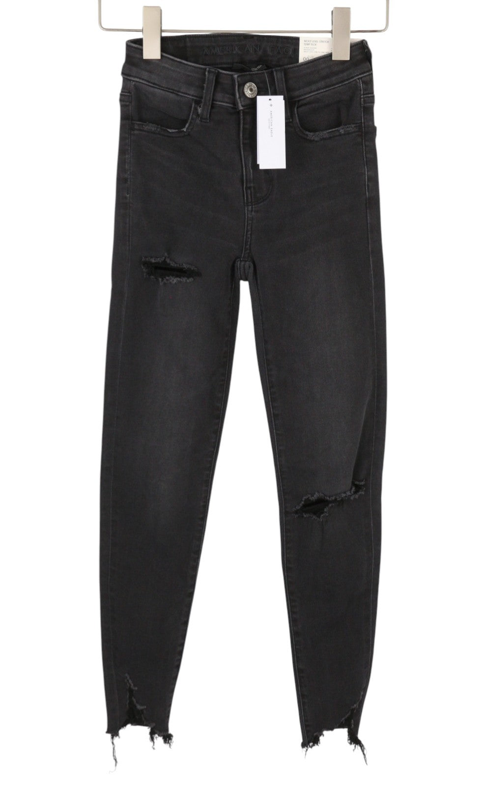 AMERICAN EAGLE OUTFITTERS Hi-Rise Jegging Women's Jeans W24 Raven Ripped