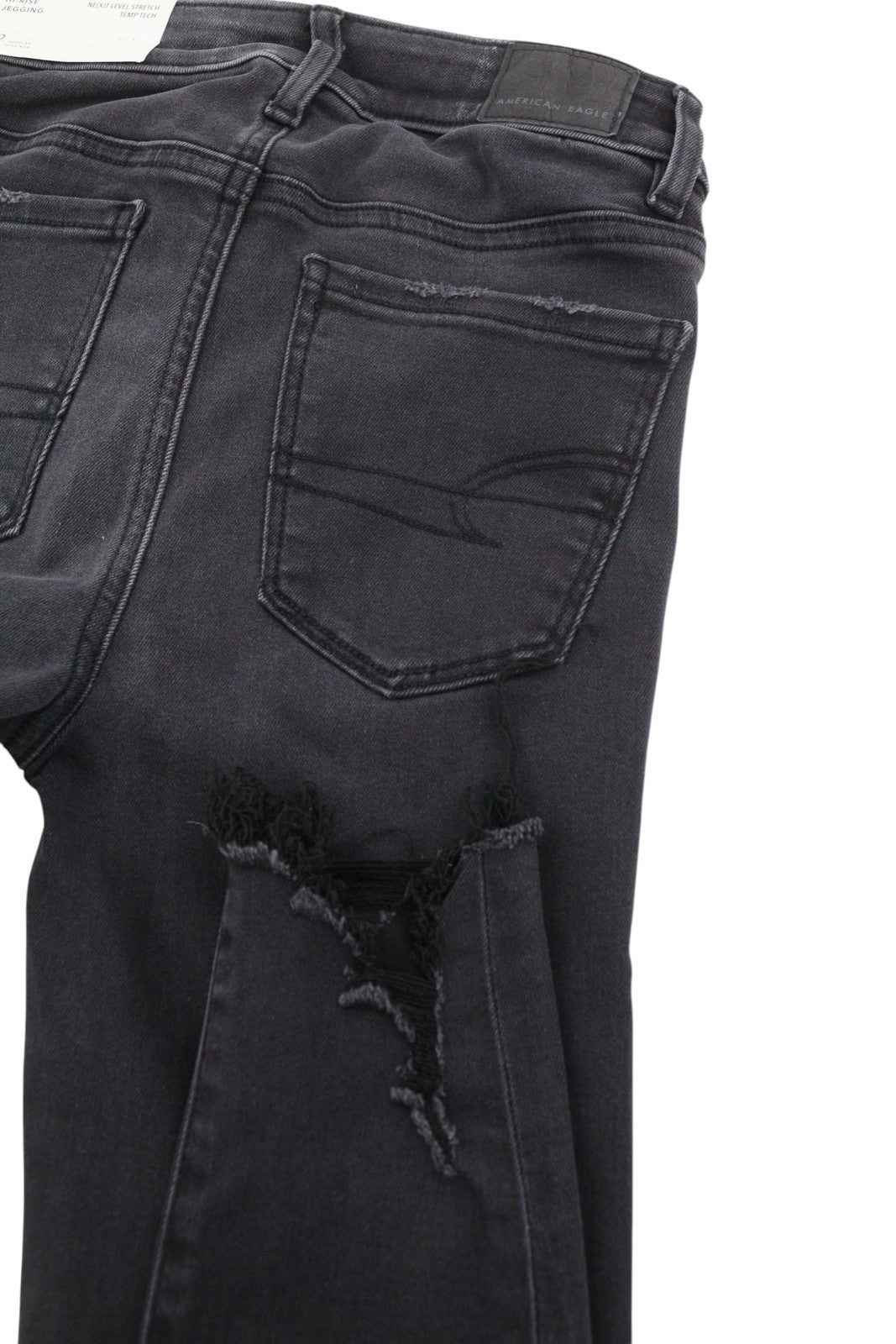 AMERICAN EAGLE OUTFITTERS Hi-Rise Jegging Women's Jeans W24 Raven Ripped