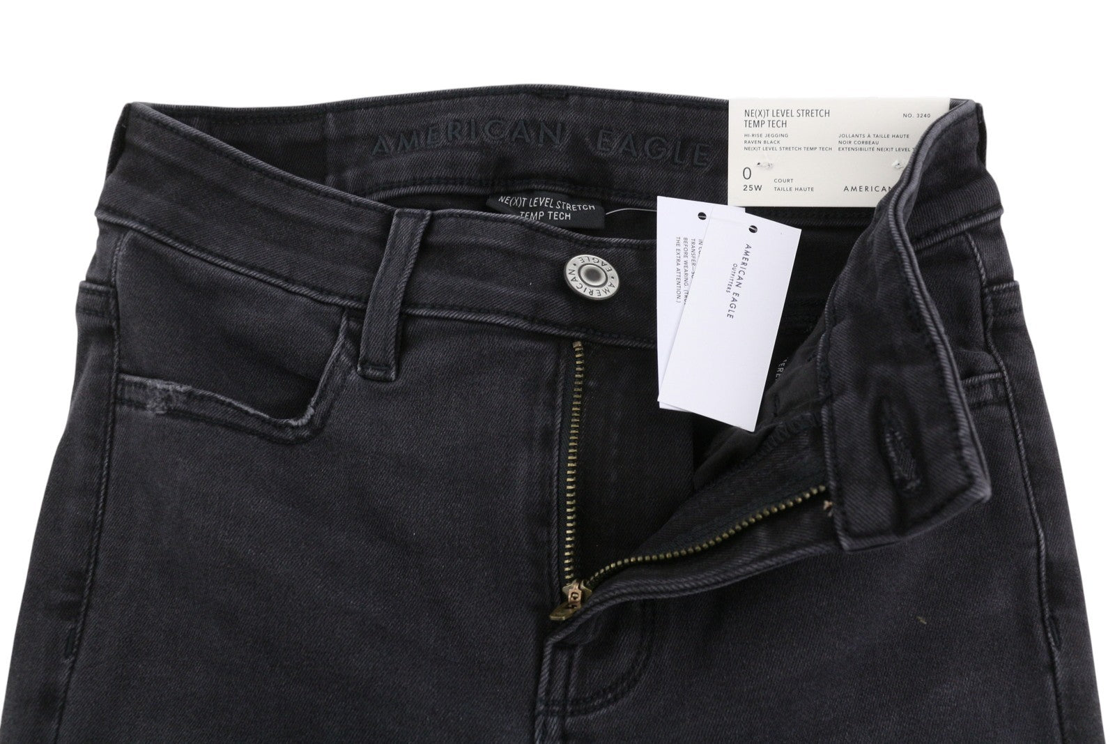 AMERICAN EAGLE OUTFITTERS Hi-Rise Jegging Women's Jeans W25 Raven Ripped