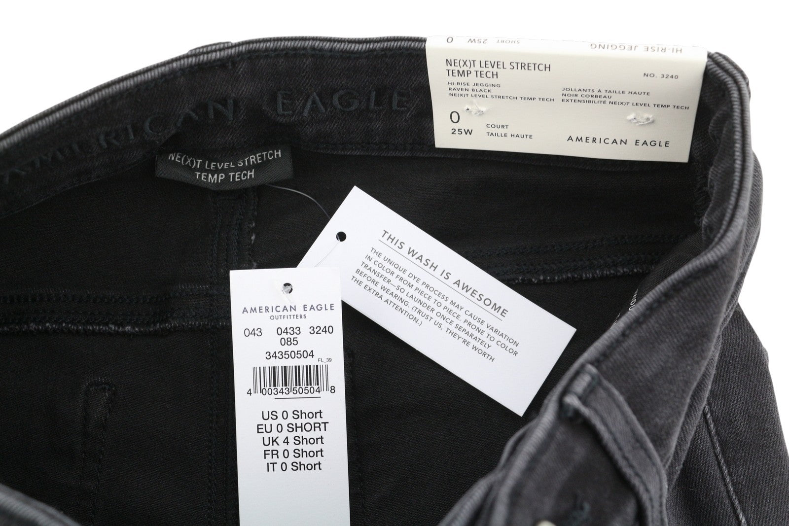 AMERICAN EAGLE OUTFITTERS Hi-Rise Jegging Women's Jeans W25 Raven Ripped