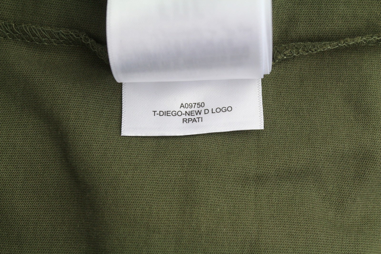 DIESEL T-Diego New D Logo Men T-Shirt L Khaki Green Cotton Tricot Short Sleeve