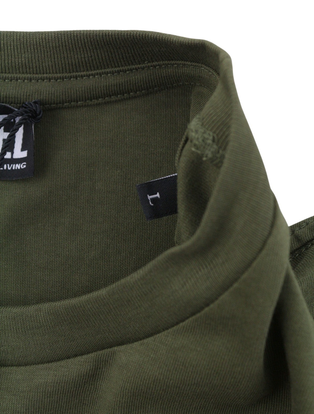 DIESEL T-Diego New D Logo Men T-Shirt L Khaki Green Cotton Tricot Short Sleeve