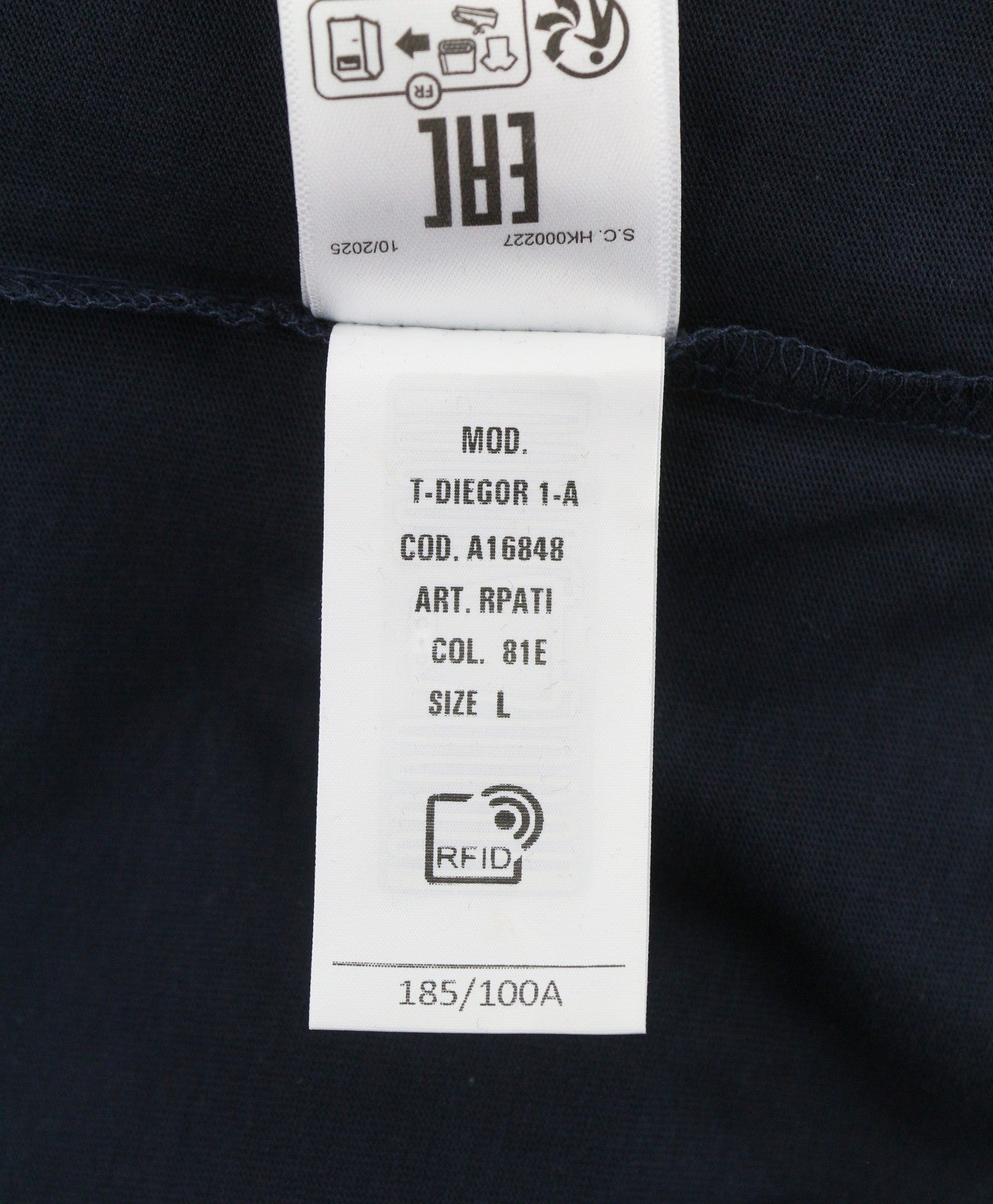DIESEL T-Diegor 1-A Men T-Shirt L Blue Cotton Tricot Crew Neck Short Sleeve