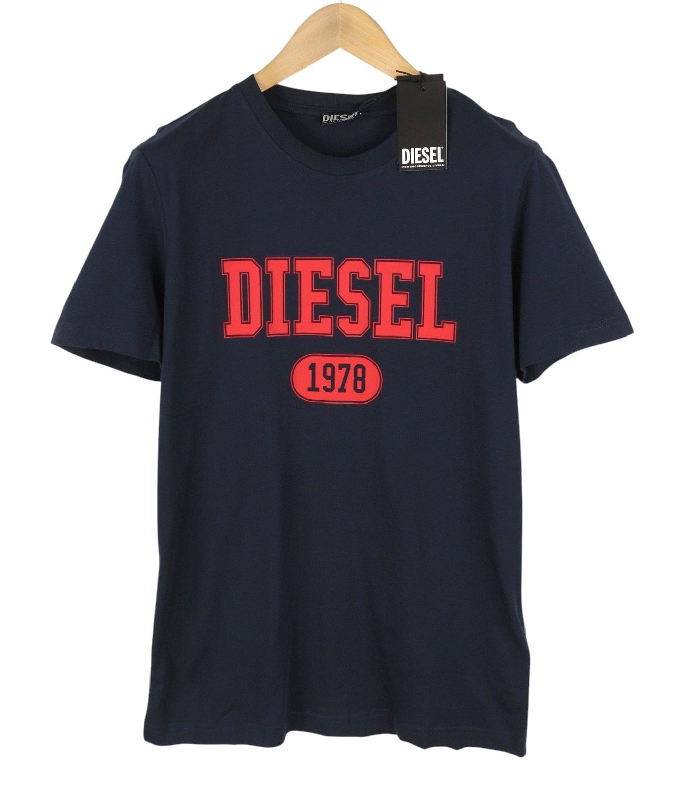 DIESEL T-Diegor 1-A Men T-Shirt L Blue Cotton Tricot Crew Neck Short Sleeve