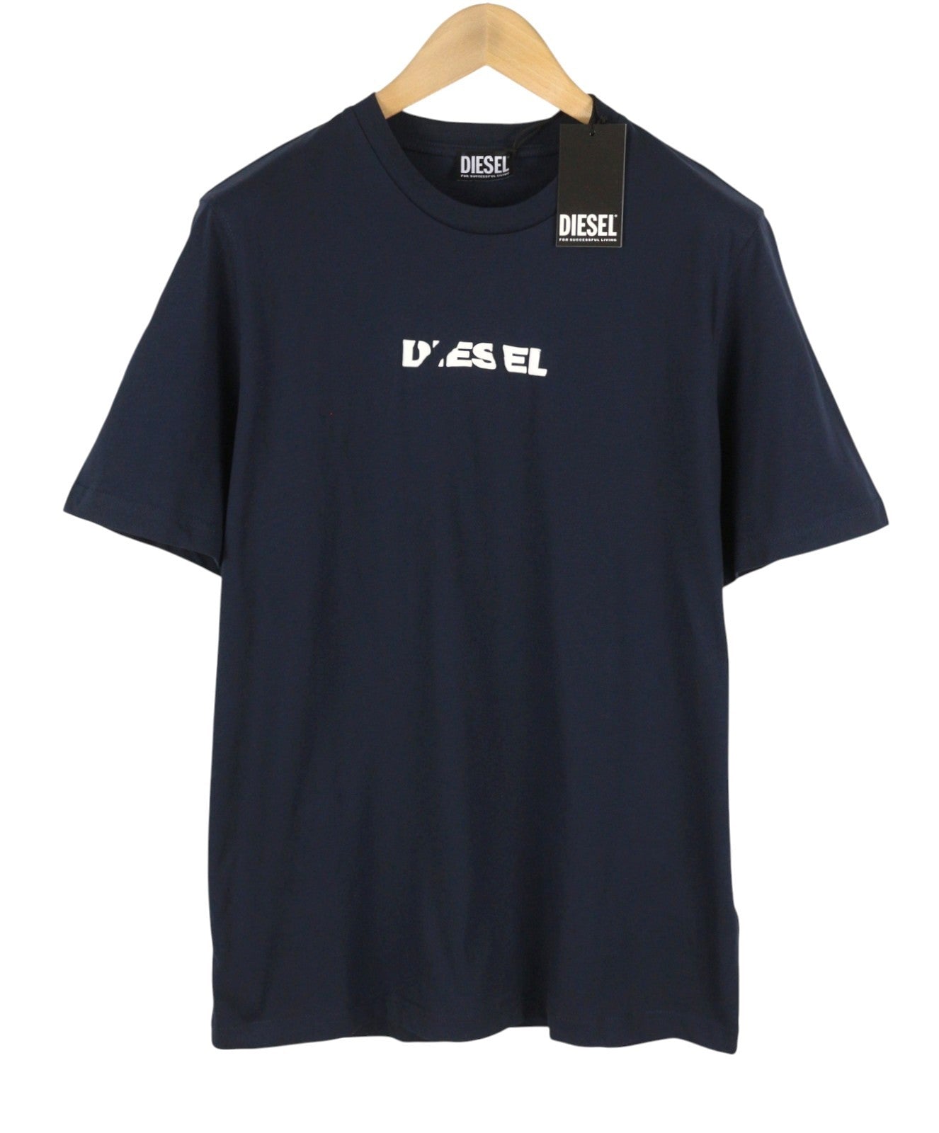DIESEL T-Just 250231 Off Men T-Shirt L Blue Cotton Tricot Crew Neck Short Sleeve