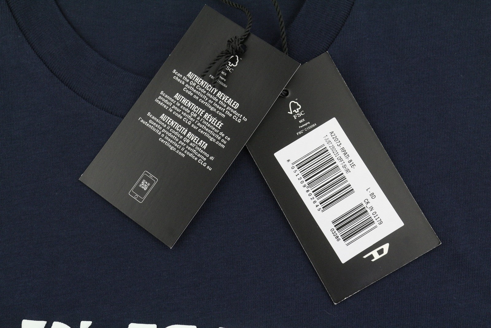 DIESEL T-Just 250231 Off Men T-Shirt L Blue Cotton Tricot Crew Neck Short Sleeve