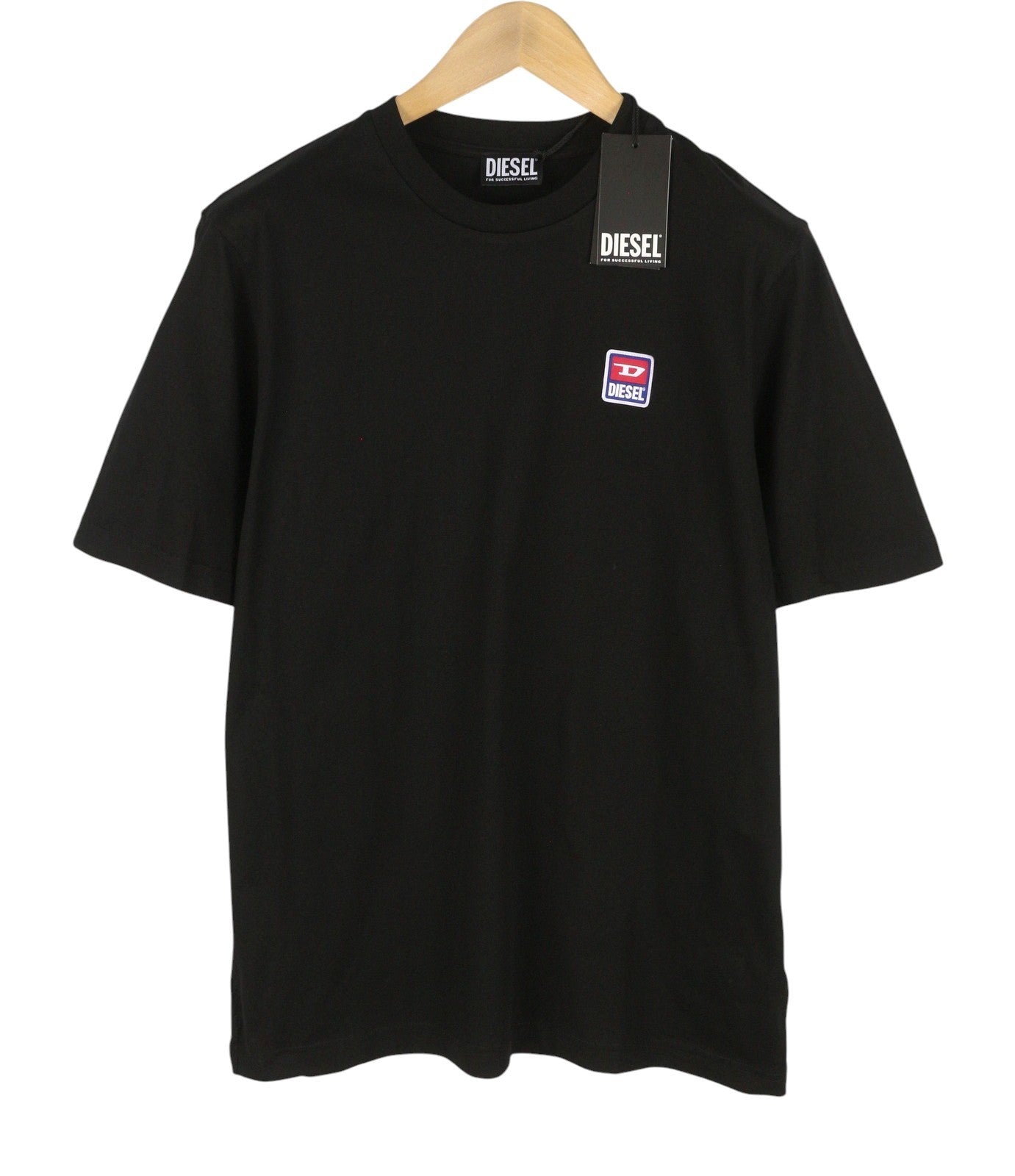 DIESEL T-Just 16 Men T-Shirt L Black Cotton Tricot Crew Neck Short Sleeve