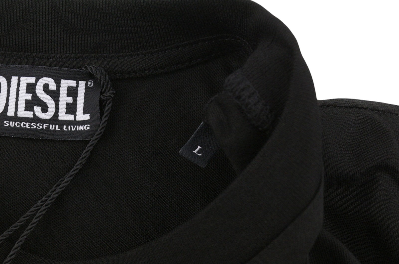 DIESEL T-Just 16 Men T-Shirt L Black Cotton Tricot Crew Neck Short Sleeve