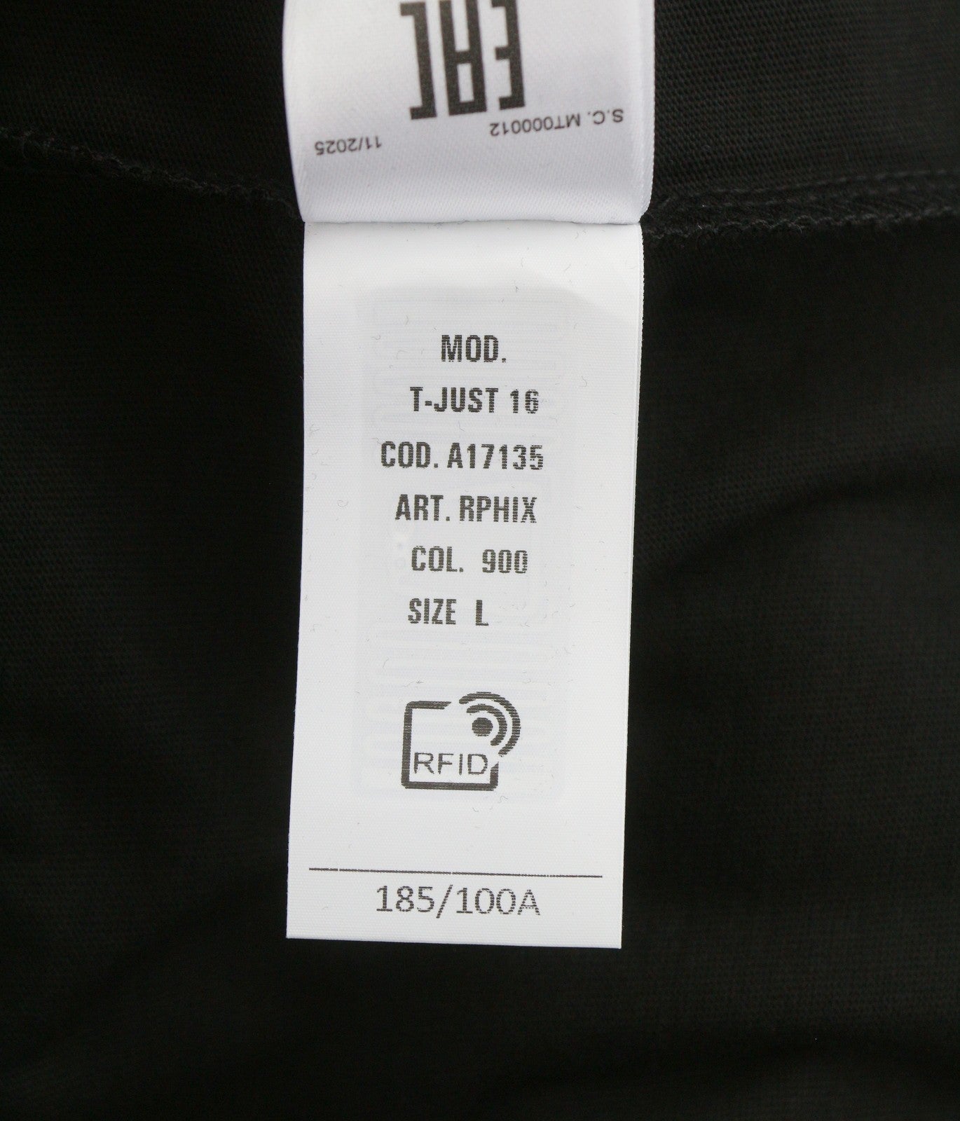 DIESEL T-Just 16 Men T-Shirt L Black Cotton Tricot Crew Neck Short Sleeve
