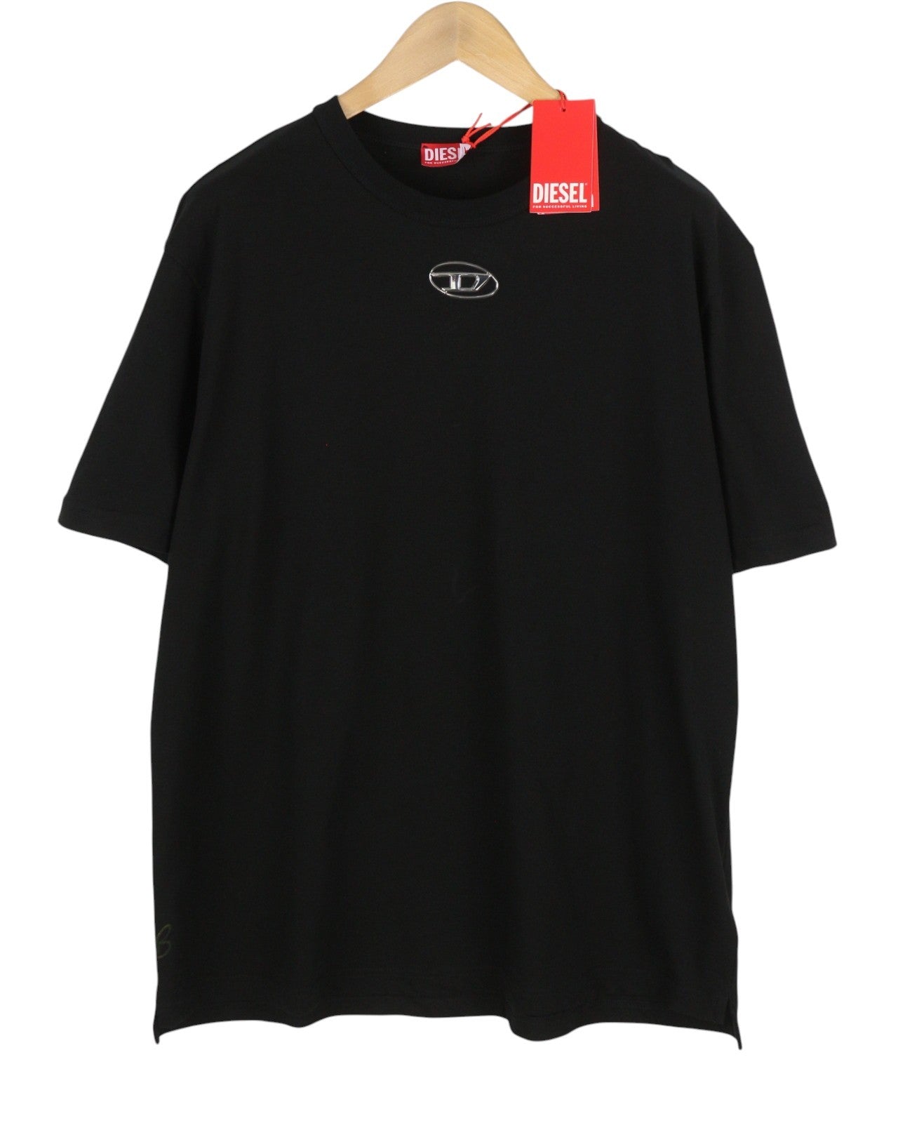 DIESEL T-Just-OD Men T-Shirt 2XL Black Shiny Logo Cotton Tricot Short Sleeve