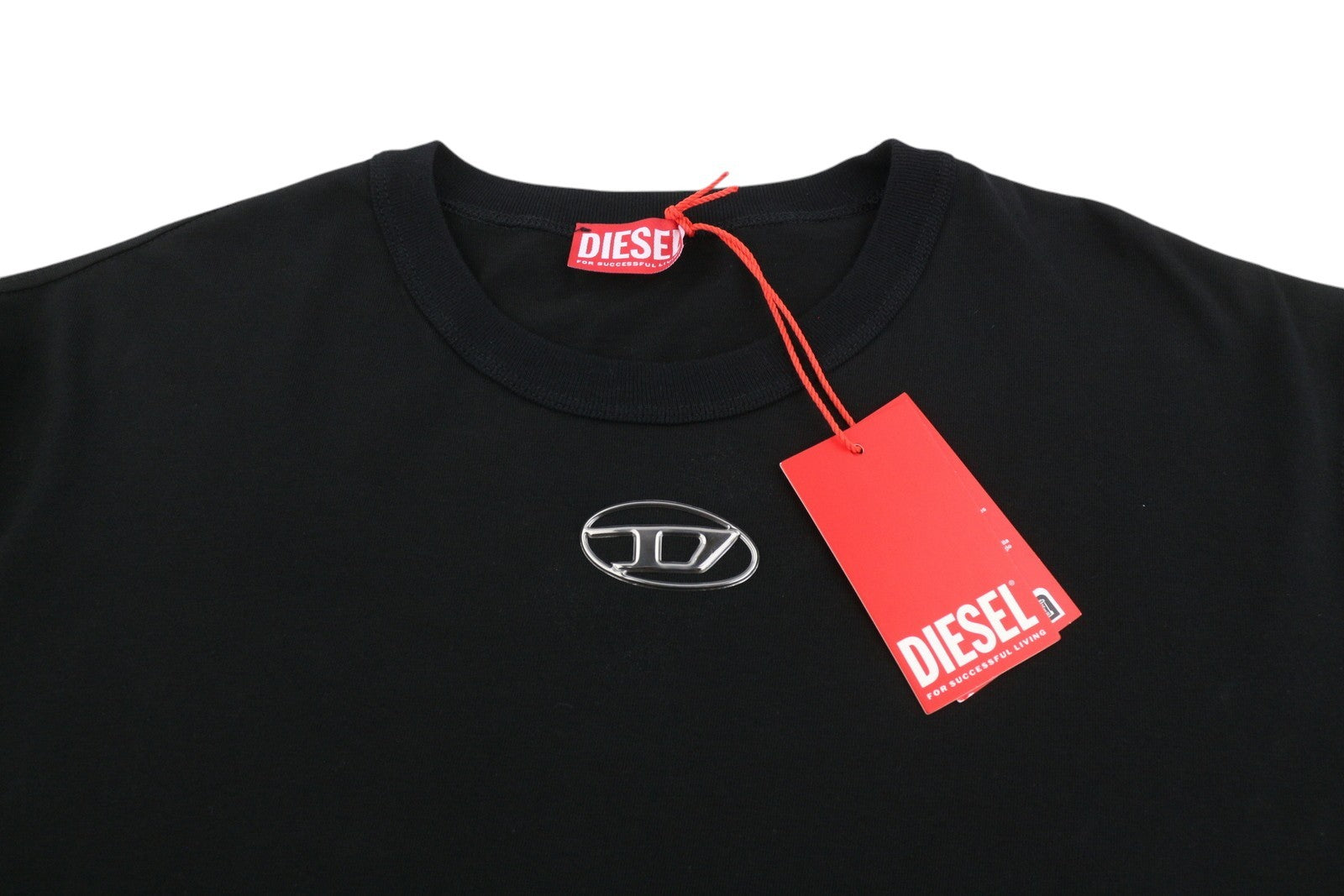 DIESEL T-Just-OD Men T-Shirt 2XL Black Shiny Logo Cotton Tricot Short Sleeve
