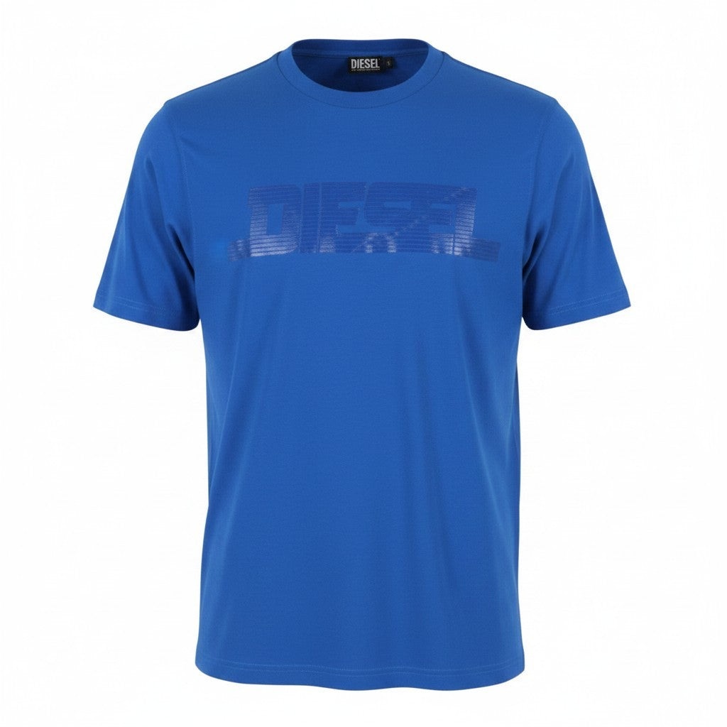 DIESEL T-Just 12-5 Men T-Shirt 2XL Blue Cotton Tricot Short Sleeved