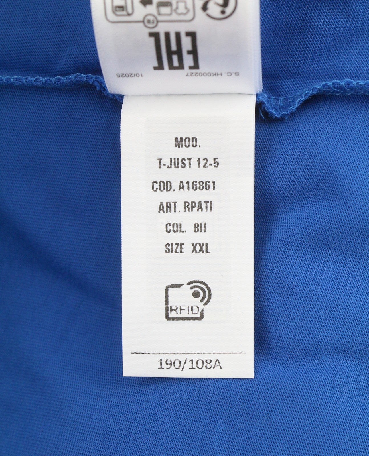 DIESEL T-Just 12-5 Men T-Shirt 2XL Blue Cotton Tricot Short Sleeved