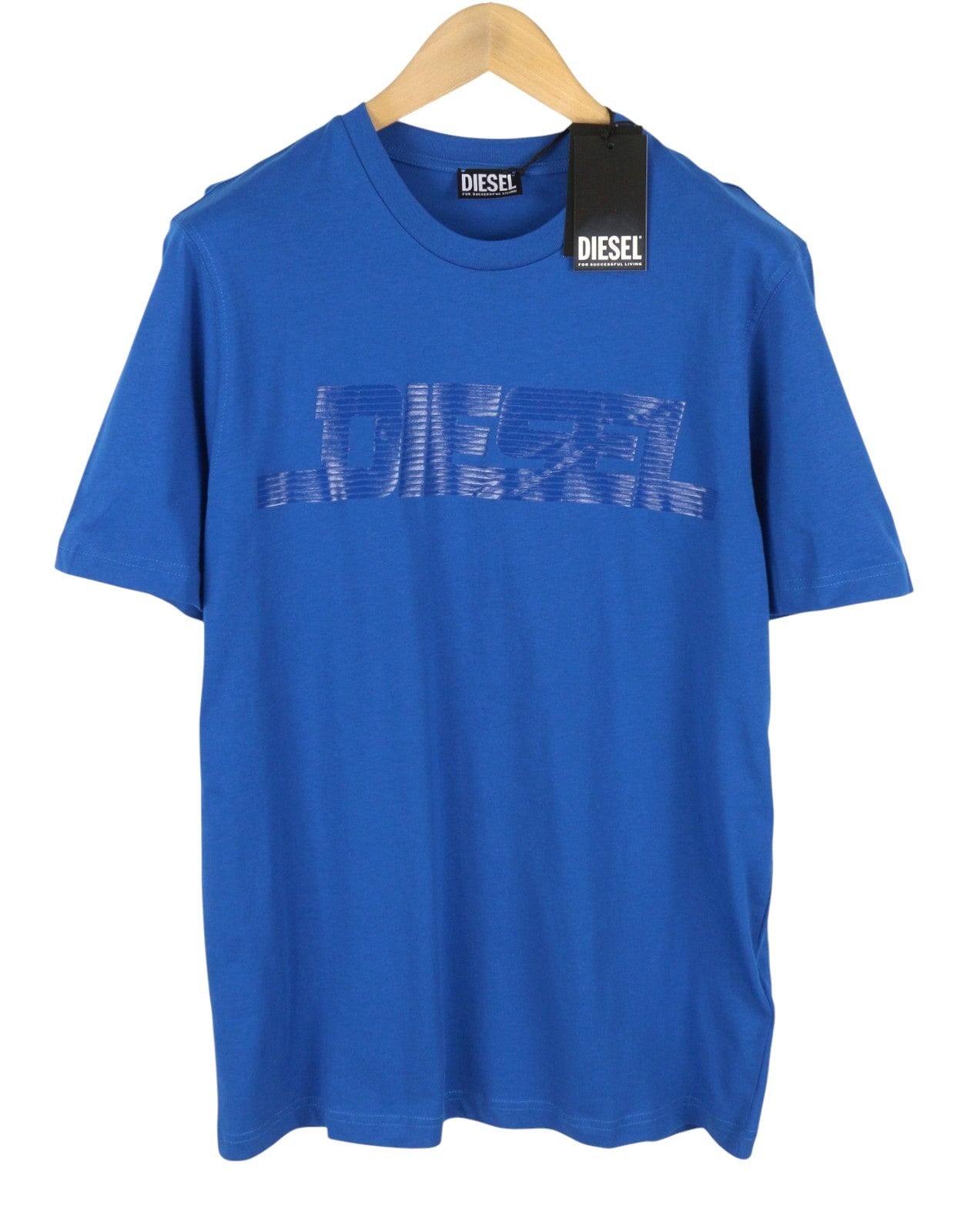 DIESEL T-Just 12-5 Men T-Shirt 2XL Blue Cotton Tricot Short Sleeved
