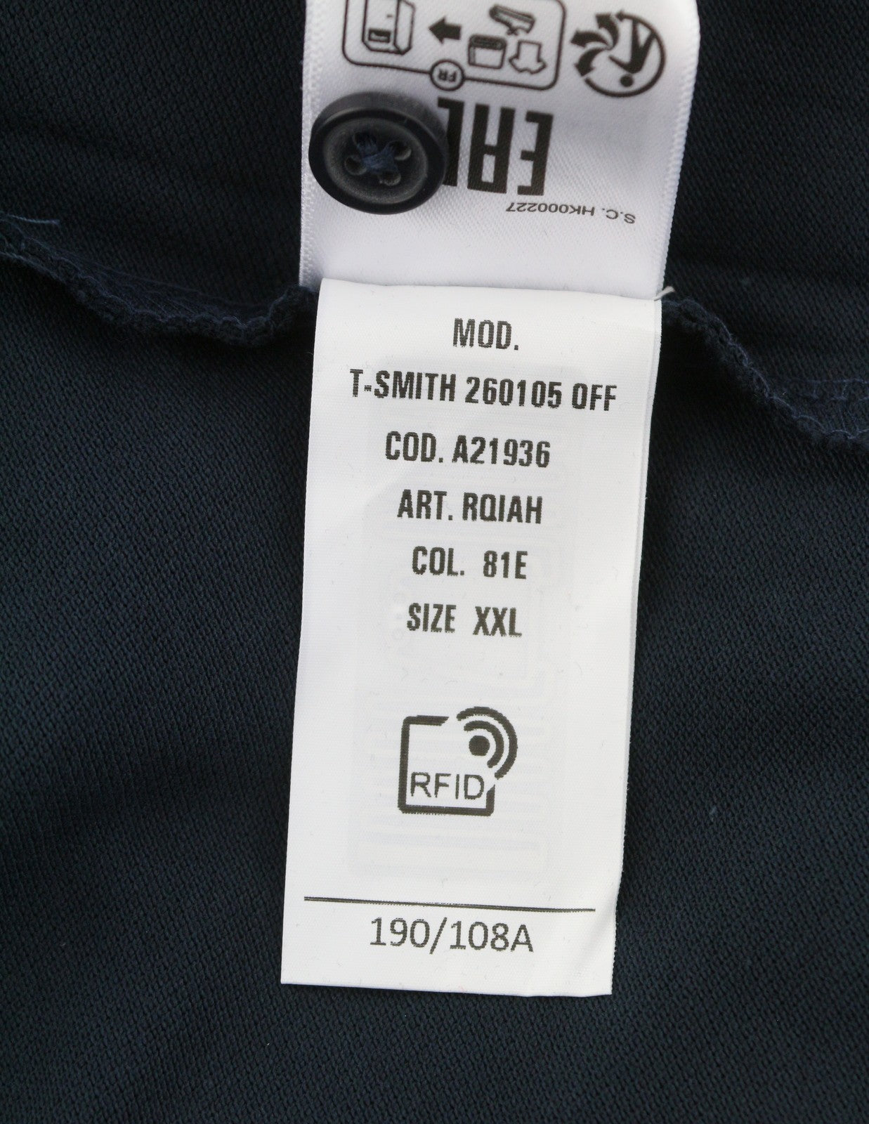 DIESEL T-Smith 260105 Off Men Polos 2XL Dark Blue Front Logo Short Sleeve