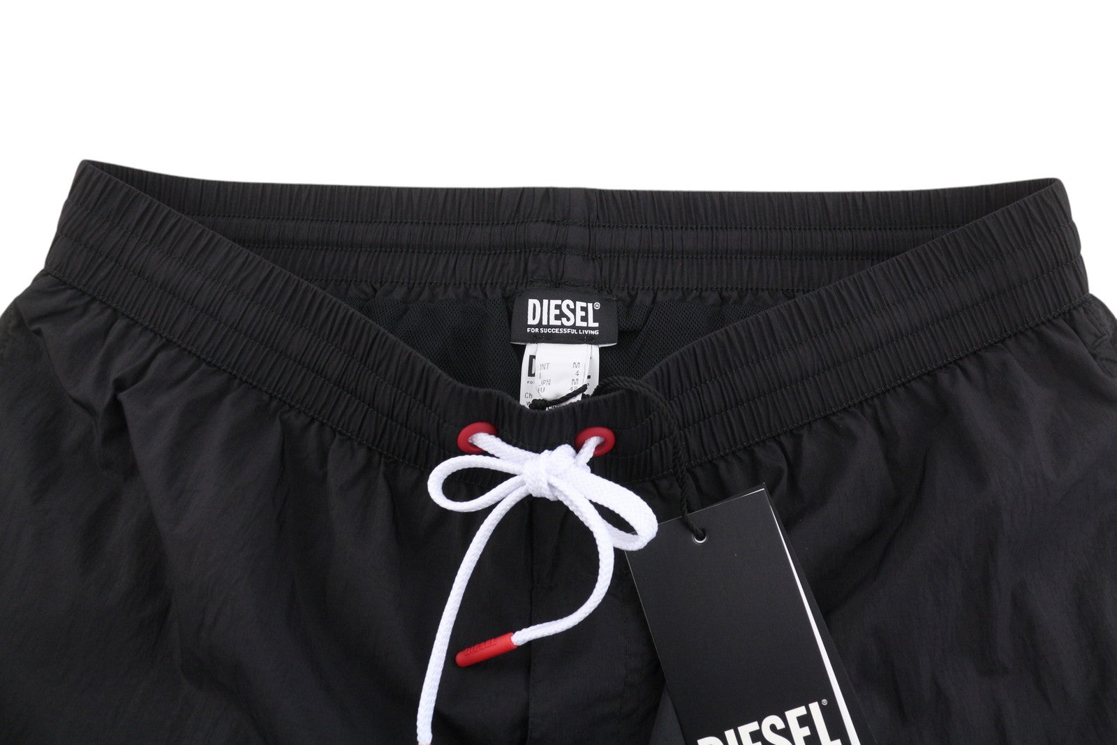 DIESEL Bmbx-Nico-Patch Men Swimwear M Black Elastic Drawstring Waist Beach