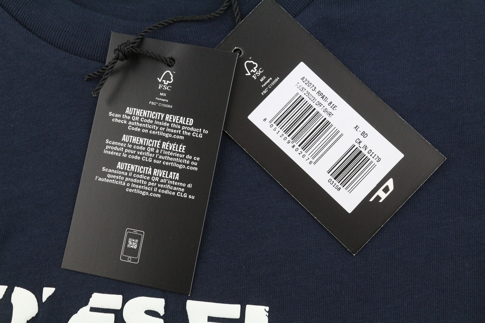 DIESEL T-Just 250231 Off Men T-Shirt XL Blue Cotton Tricot Crew Short Sleeve