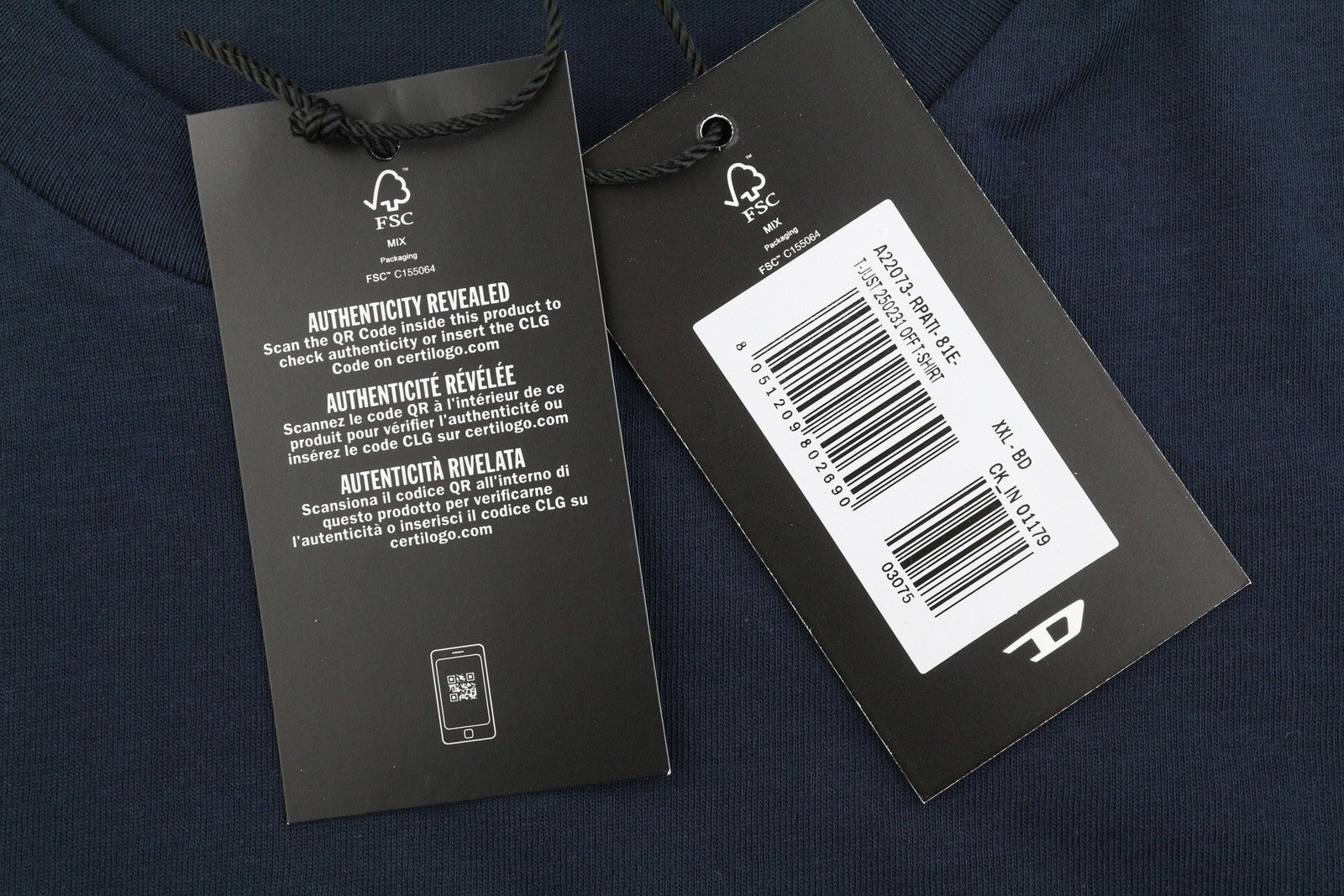 DIESEL T-Just 250231 Off Men T-Shirt 2XL Blue Cotton Tricot Crew Short Sleeve