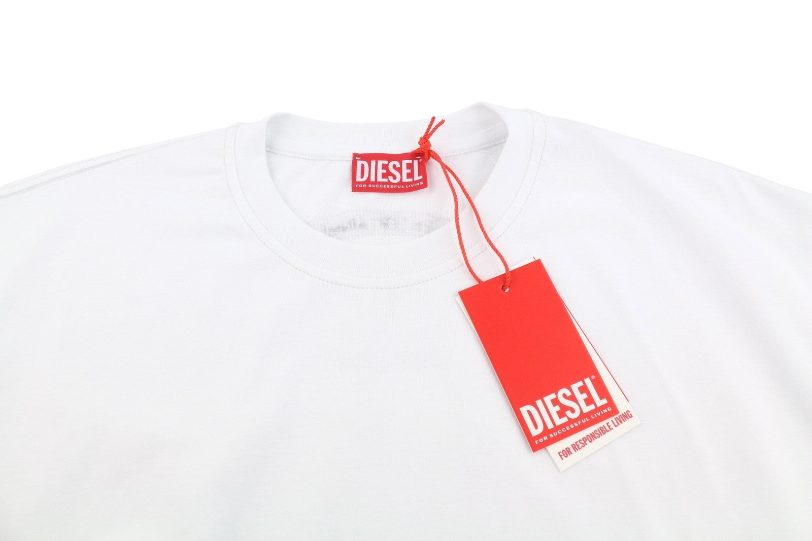 DIESEL T-Boxt-Q14 Men T-Shirt M White Patterned Cotton Tricot Short Sleeve
