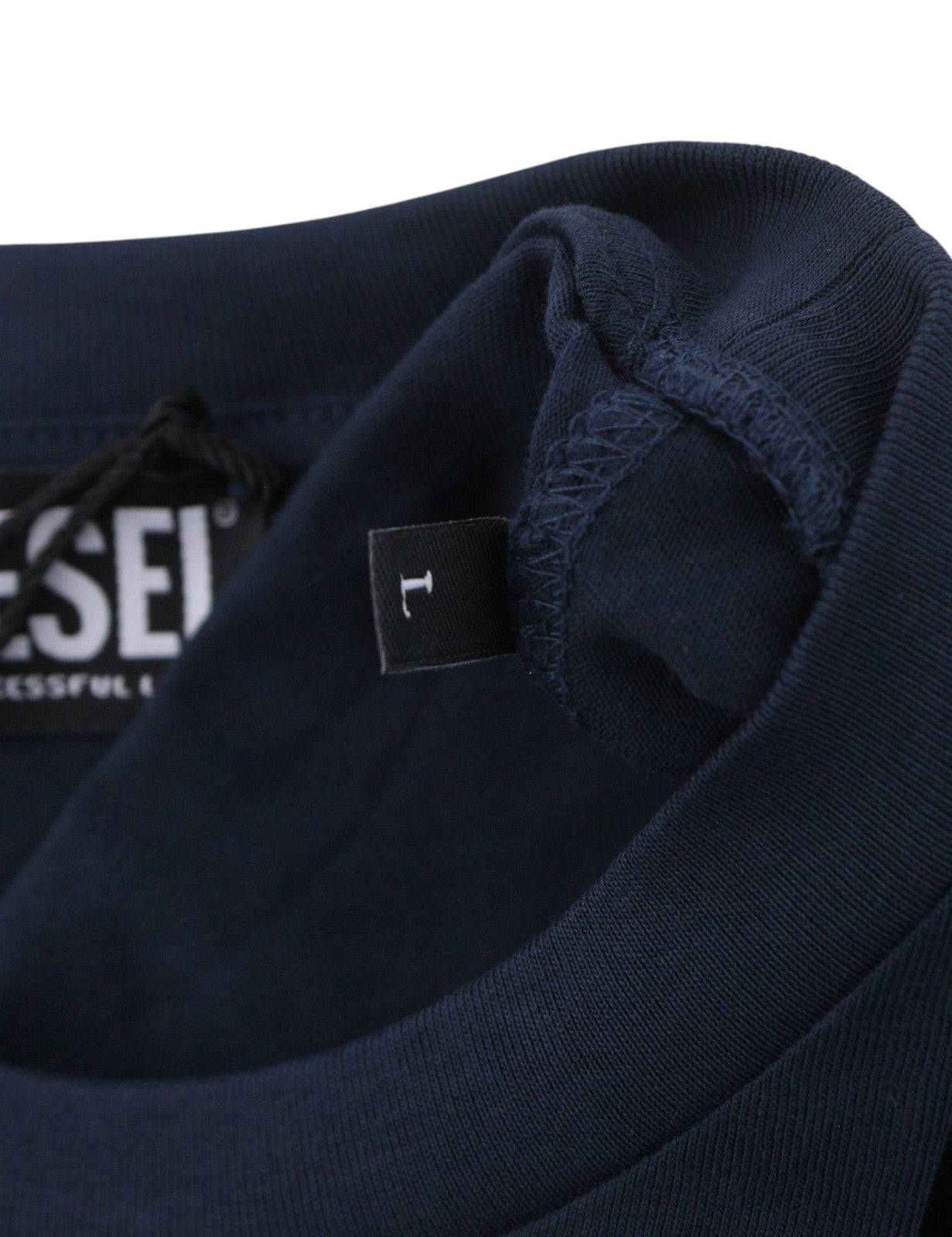 DIESEL T-Just-Small-New D Logo Men T-Shirt L Blue Cotton Tricot Short Sleeve