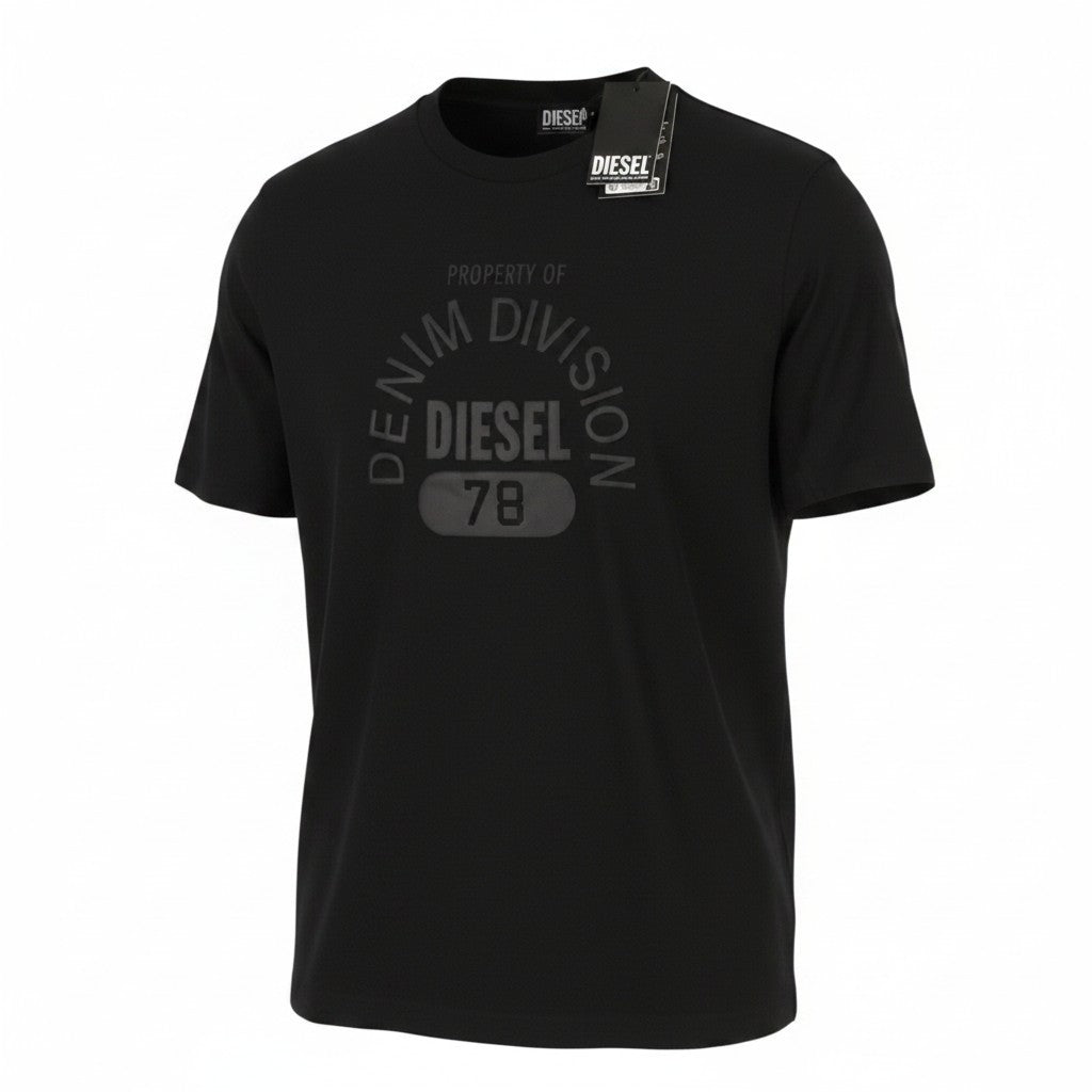 DIESEL T-Just-E17-Out Men T-Shirt L Black Cotton Tricot Crew Neck Short Sleeve