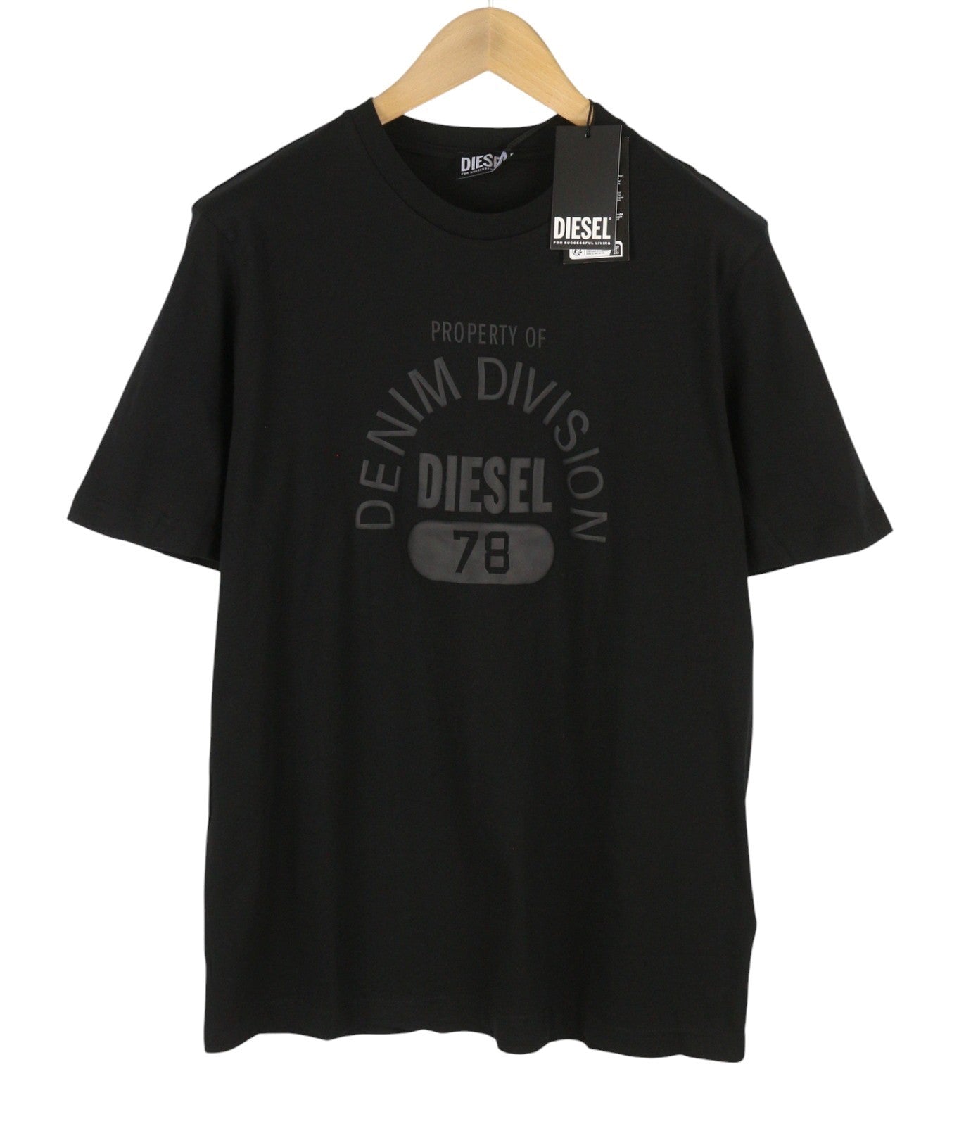 DIESEL T-Just-E17-Out Men T-Shirt L Black Cotton Tricot Crew Neck Short Sleeve