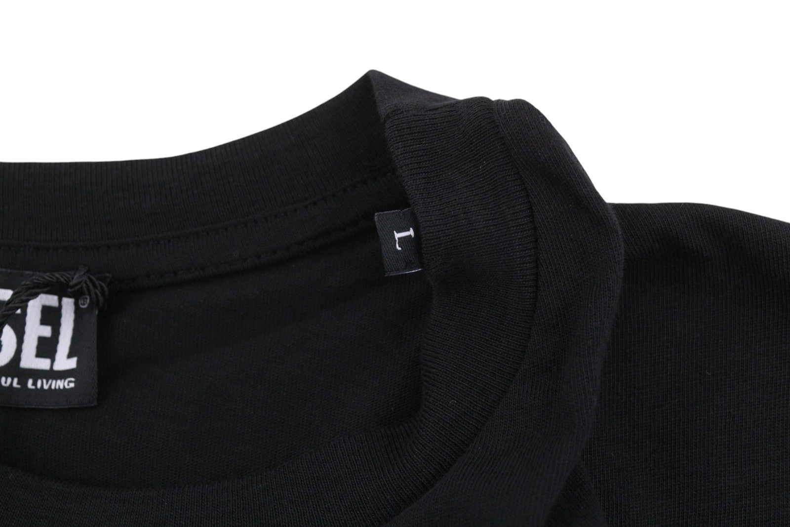 DIESEL T-Just 250231 Off Men T-Shirt L Black Cotton Tricot Crew Short Sleeve