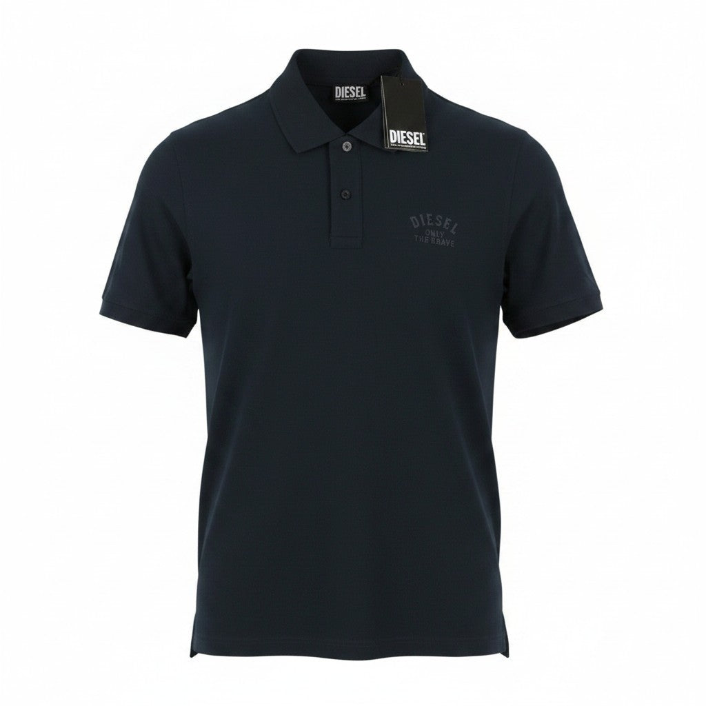 DIESEL T-Smith 260105 Off Men Polos L Dark Blue Front Logo Short Sleeve