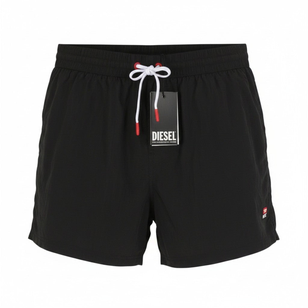 DIESEL Bmbx-Nico-Patch Men Swimwear L Black Elastic Drawstring Waist Beach