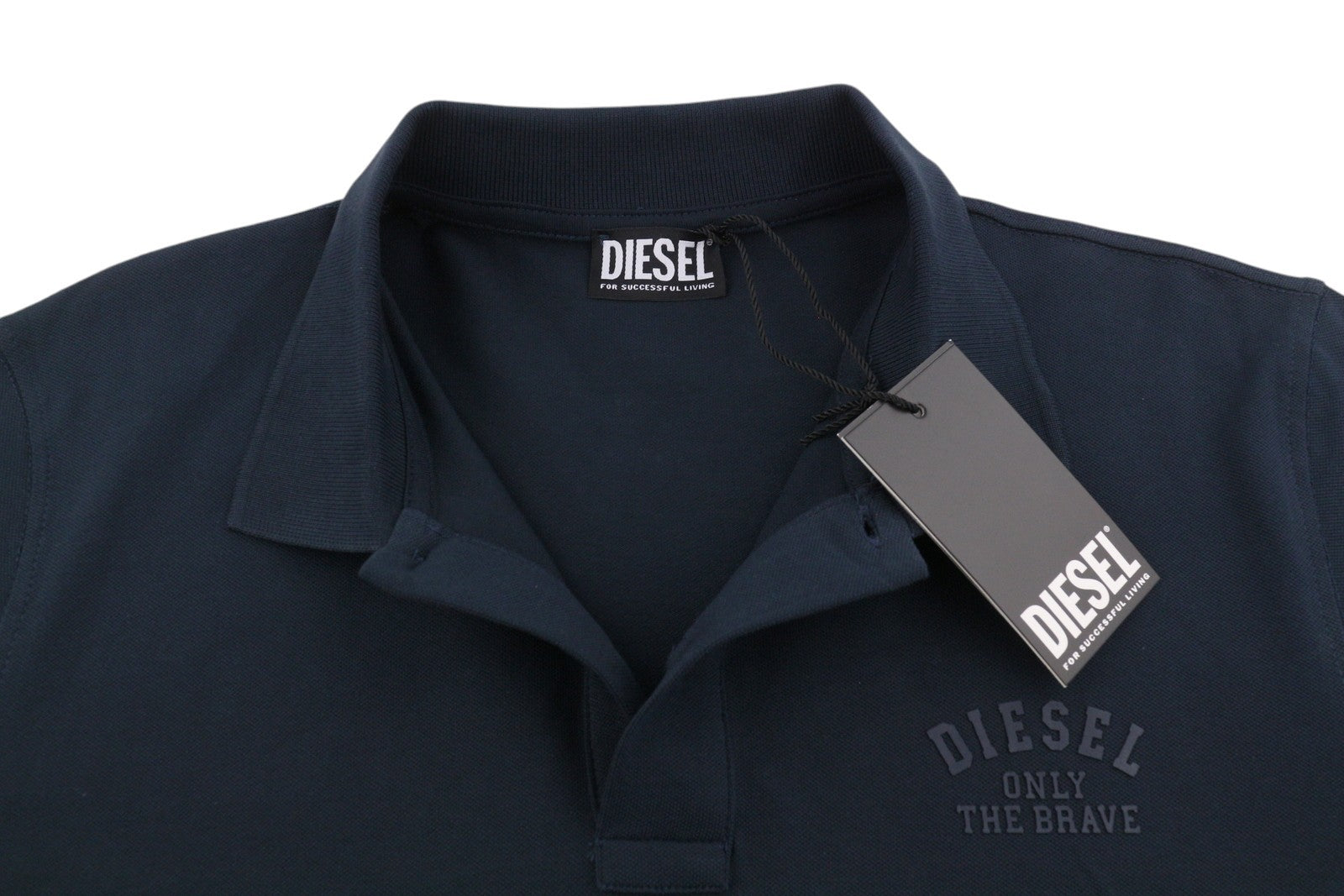 DIESEL T-Smith 260105 Off Men Polos XL Dark Blue Front Logo Short Sleeve