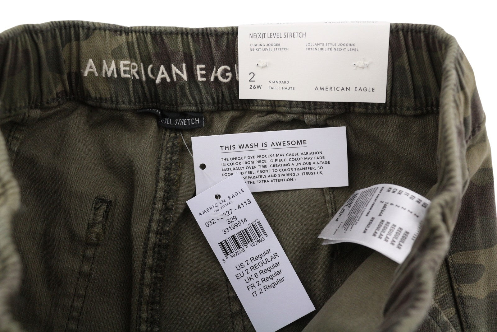 AMERICAN EAGLE OUTFITTERS Jegging Jogger Women's Trousers W26 Camo Green