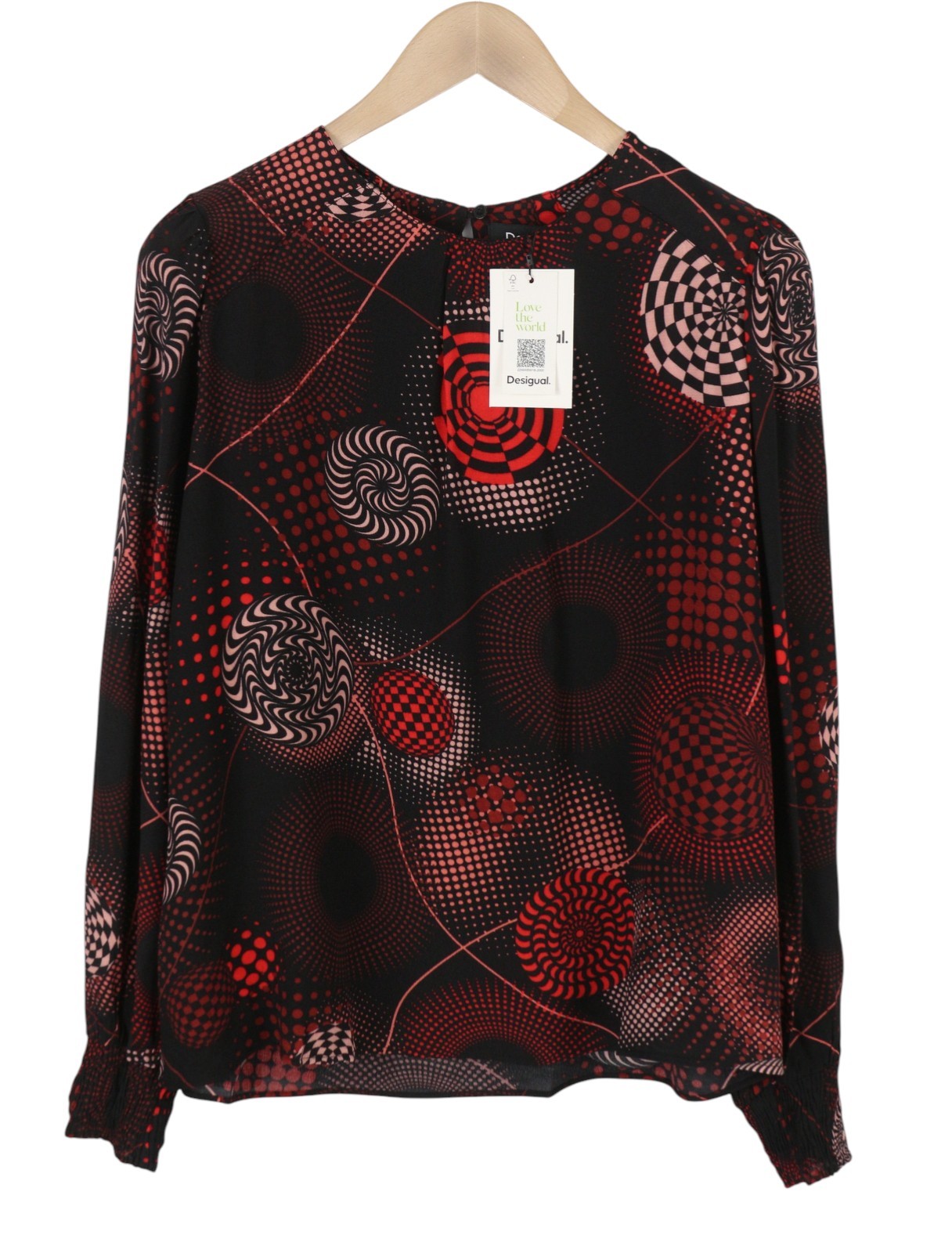 DESIGUAL Blus Luna Rep Women's Blouse XL Dark Print Long Sleeve